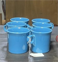 Set of six blue fiestaware mugs