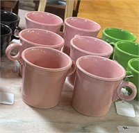 Set of six pink fiestaware mugs