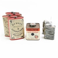 Empty Vintage Gunpowder Cans & Solvent Cans