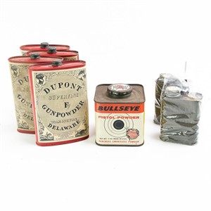 Empty Vintage Gunpowder Cans & Solvent Cans