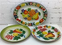 3 Large Enamelware platters