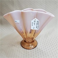 8" H Fenton Cameo Opalescent Fan Vase