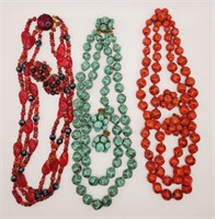 (R) vtg Beaded Necklaces (16" long) and Matching