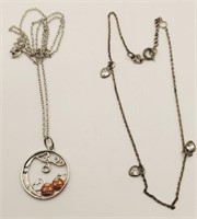 (P) Sterling Silver Pumpkin and Heart Necklaces