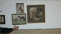 3  framed horse pictures