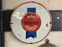 BLUE ROOTES RIBAND ENAMEL SIGN ROUND