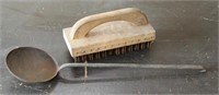 Wrought iron ladle and a block brush, ladel has a