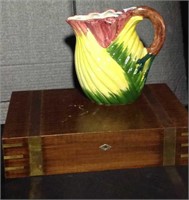 Beautiful ceramic pitcher and wooden box