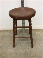 Vintage Solid Wood Stool 13.25” Round Seat 21H