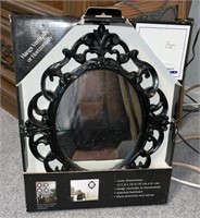 NIB Black Polyresin Oval Mirror 12.5" x 16"