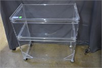 Lucite bar cart with three shelves