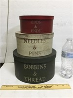 (3) Stacking Sewing Boxes w/contents