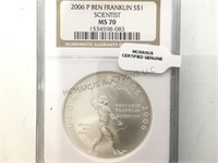 2006-P NGC MS70 BEN FRANKLIN SILVER $1