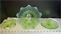 Green glass dishes