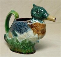 Orchies Majolica Duck Pitcher.