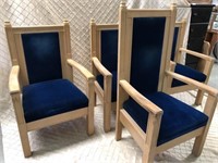 Heavy Blue Velvet  Chairs - Set of 4