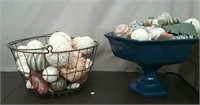 Egg Basket & Pedestal Bowl Full Of Decor