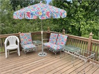 6-piece wrought iron patio set with cushions,