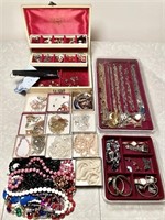 Large group of costume jewelry w/organizers