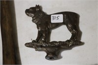CAST DOG ORNAMENT HANDLE - 4" X 4"