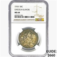 1918 Illinois Half Dollar NGC MS64