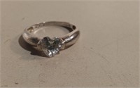 Lovely Sterling Ring W/ Heart Shaped Stone