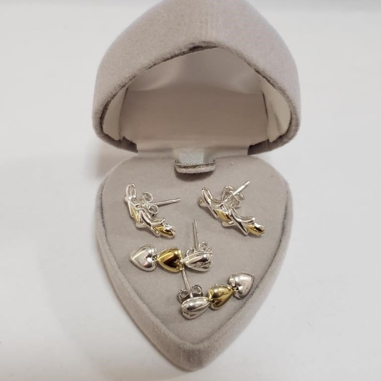 2 Sets of Silver Earrings - 3gr Weight, Value $100