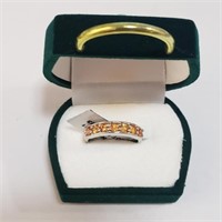 Silver Orange Sapphire Ring, 1.8ct - Size 7,