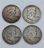 (4) 1952-D Franklin Half-Dollars