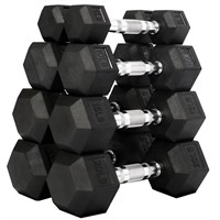 Signature Fitness Rubber Encased Hex Dumbbell, Set