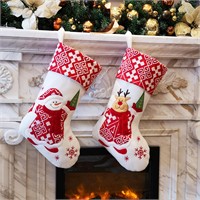 WEWILL Classic Christmas Stockings Set of 2 Santa,