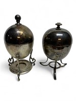 Silver plated egg coddlers tri-legged