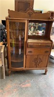 Oak Curio Cabinet with Drawers