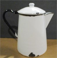 Vintage Large White Enamel Coffee Pot