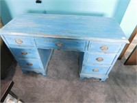 Blue Distressed Wood Desk