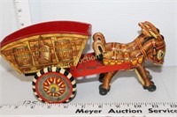 Max Bro. Wind-up Tin Cart w/2 mules