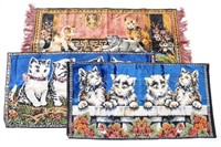 Four Vintage Kittens & Cats Velvet Tapestries