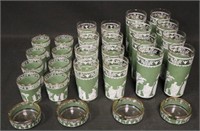 1950s Glass Barware. 36 pcs. Wedgwood Style