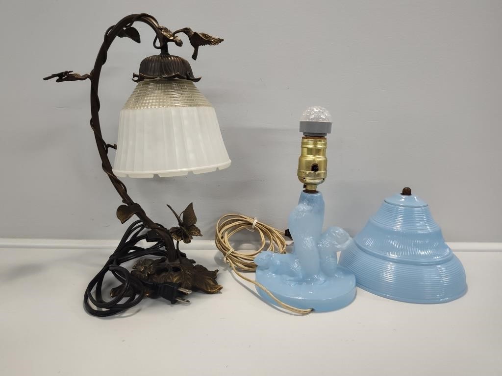 Brass Insects Table Lamp and Art Deco Table Lamp