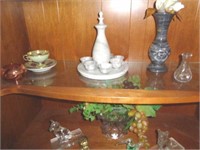 Group of Items on 2 Shelves Includes