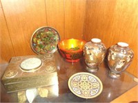 Lot of Asian Art Including Cloisonne Plate,