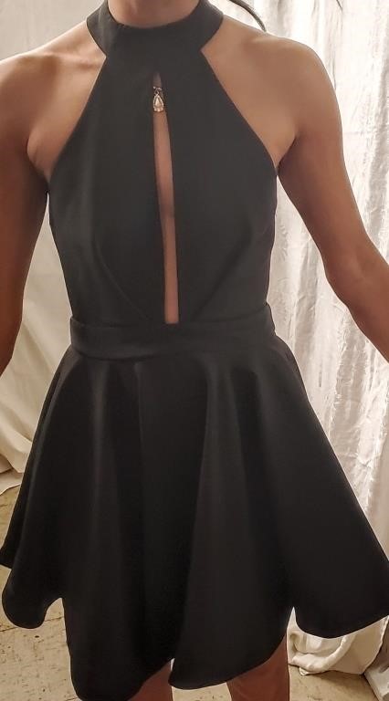 Black Slit Front Dress