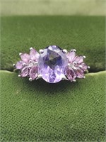 Sterling Purple Gemstone Ring .925 Sz 7