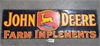 "John Deere Farm Implements" Embossed Metal Sign