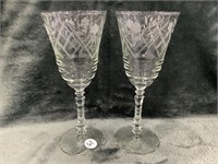 Pair of Vintage Libbey Rock Sharpe Etched Goblets