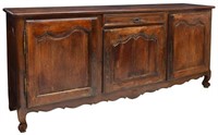 FRENCH LOUIS XV STYLE CARVED OAK ENFILADE, 19TH C.