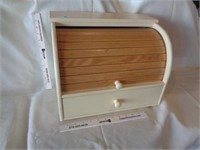 Wood Bread Box w/Roll Up Door