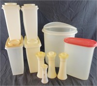 Misc Tupperware- cereal containers,  Salt and