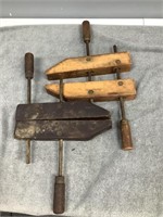 2 Vintage Wooden Clamps