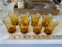 set of 8 vintage amber juice glasses